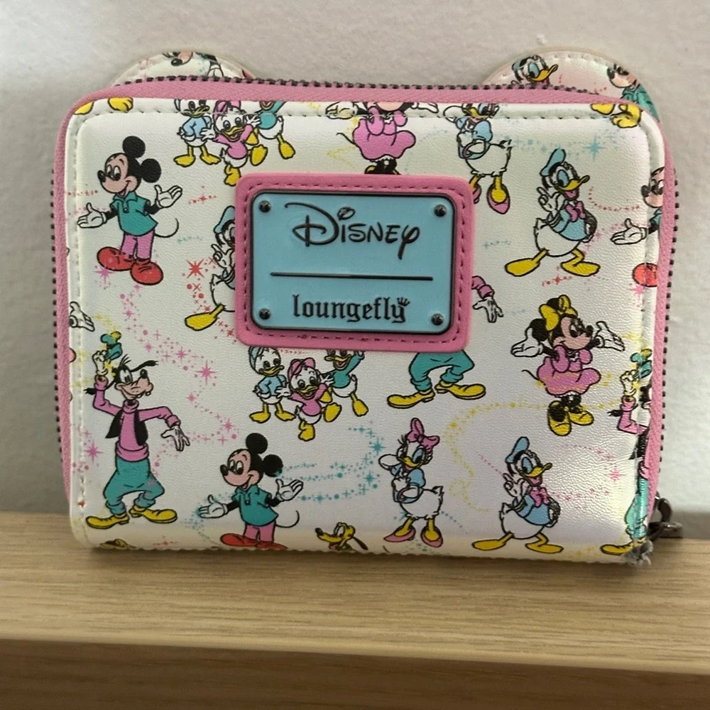 Loungefly Disney 100 Mickey and Friends Classic AOP Iridescent Zip Around Wallet - Picture 2 of 13